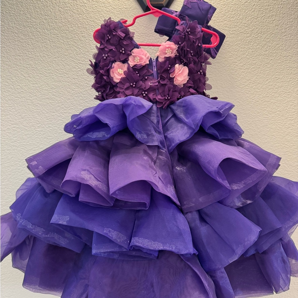 Purple Layered Flower Girl Dress